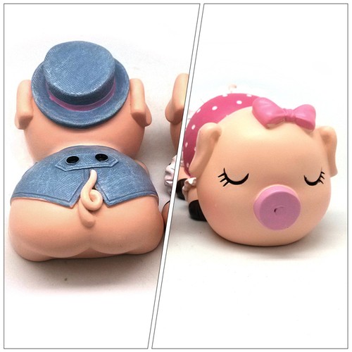 2 Pcs Kissing Pig Ornaments Figurine Sculpture Pigs Lovers Statue - Picture 7 of 12