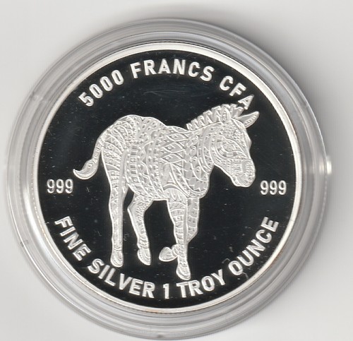 1 oz Tschad 2022: Mandala - Zebra Silbermünze 999er 31,103 Gr. in ST – (69)