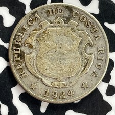 1924 Costa Rica 25 Centimos Lot#C3215 Silver!