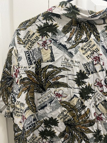 Top camicia Cathy Daniels manica corta hawaiana stampa tropicale bottone grande rayon - Foto 14 di 17