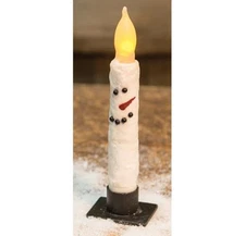 Textured Snowman Timer Taper Candle