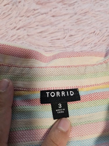 Torrid Damen Button Down Shirt Größe 3 Mehrfarbig Gestreift Langarm Plus 3x - Bild 4 von 6