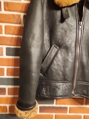 Type B-3 Jacket SheepSkin Brown Fur COMBAT BOMBER Aviation Pilot Coat Schotts - Picture 2 of 14