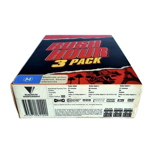 Rush Hour 1 2 & 3 DVD Comedy 3 Pack Gift Set, Jackie Chan, Chris Tucker Region 4 - Foto 6 di 20