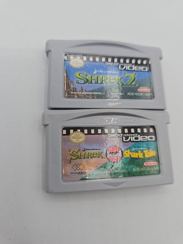 Lot Game Boy Advance Video Shrek 1 et 2 avec Shark Tale 2 en 1 films Nintendo GBA - Photo 2/5