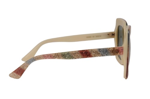 Gucci Womens Square Frame Stripe Glitter GG0328S Sunglasses GG0328S Shades - Picture 2 of 10