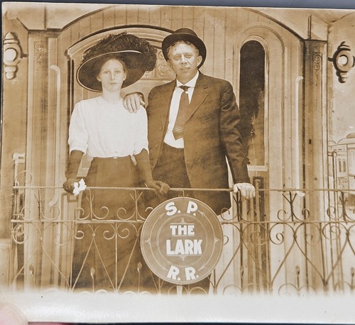 1920s Man & Woman S.P. The Lark R.R. Photo Postcard - Picture 2 of 7