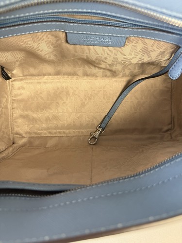Michael Kors Selma Saffiano Leather Satchel Bag Top Zip. Crossbody Blue NWOT - Picture 12 of 12