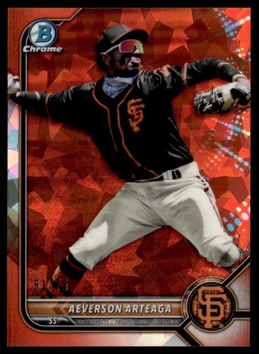 2022 Bowman Chrome Prospects Sapphire Orange Refractor /75 Aeverson Arteaga JJ1