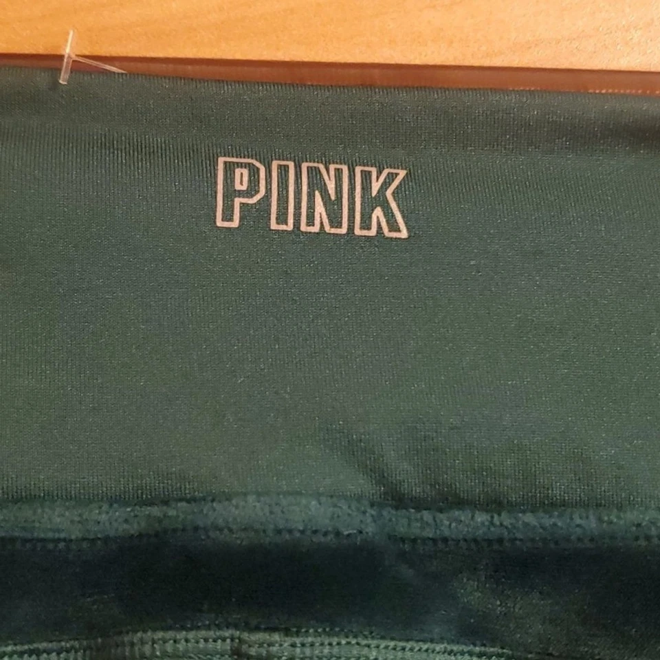 Pink Pants Womens Size Large L Green Leggings Yoga Gym Velour Type - Image 2 of 4
