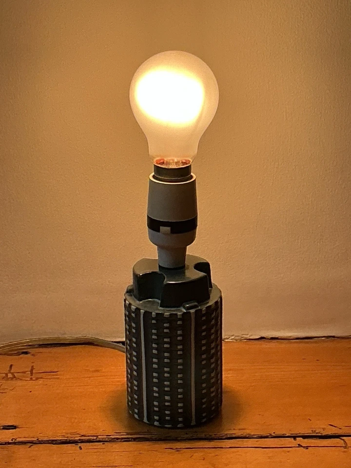 Helios Poole Pottery Small 4.5” Lamp Base Grey  & White, Rob Jefferson 1960s VGC - Image 2 of 4