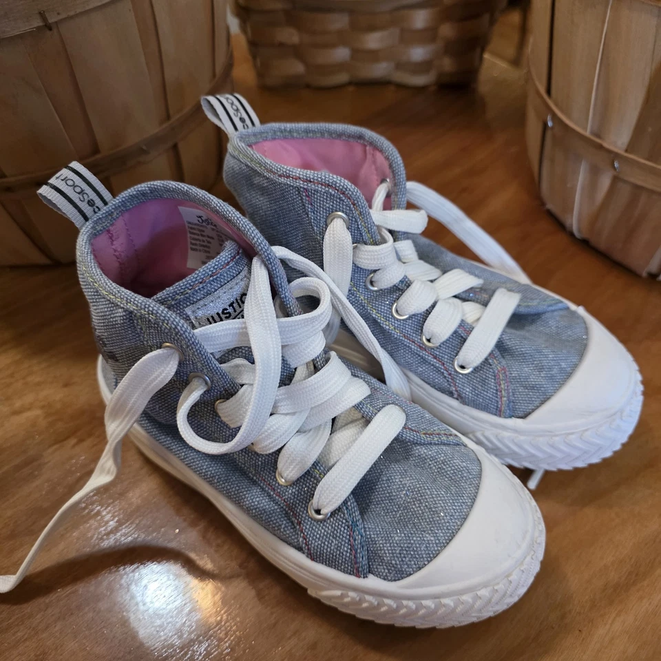 Девочек справедливости бренд кроссовки размер 13 синий цвет отличном состоянии подержанные - Изображение 2 из 4