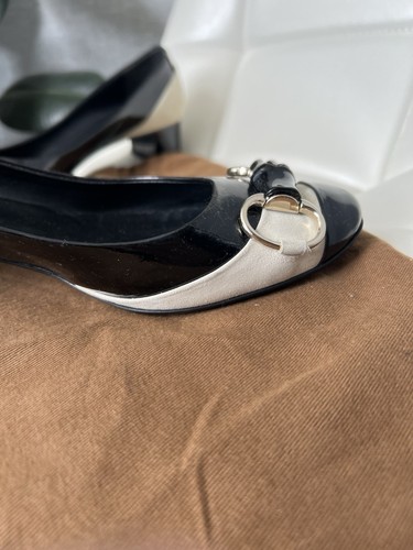 Gucci Black Beige Patent Leather Bamboo Horsebit Pumps Shoes Size 38,5 - Picture 6 of 18