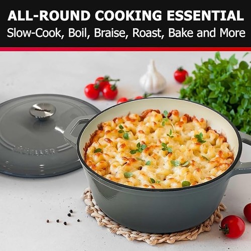 4,5 Quart Emailliertes Gusseisen Dutch Oven, Robuste Auflaufform und Schmorpfanne P... - Bild 5 von 6