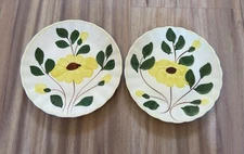 VTG Blue Ridge Southern Pottery Dessert Plate Pair Hand painted Yellow 7”
