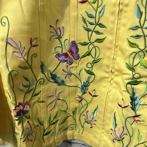 Quacker Factory Size Large Yellow Jacket Butterfly Embroidered Pink Zip New NWT - Picture 10 of 15