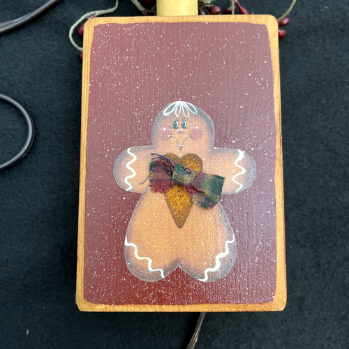 Lebkuchenmann Handarbeit Holz elektrische Feiertagskerze FUNKTIONIERT Volkskunst - Bild 6 von 10