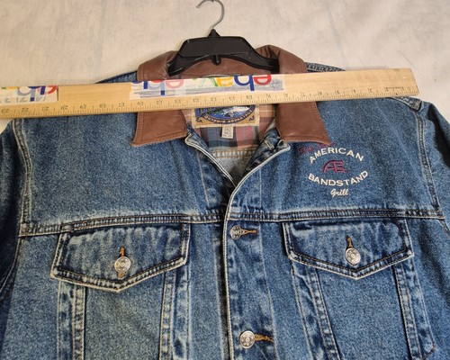 VTG. Dick Clark's American Bandstand Grill Denim Jacket Size XL Leather Collar - Picture 2 of 12