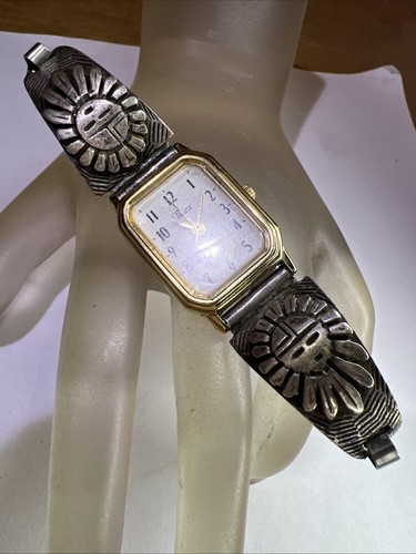Vintage Zuni Stirling Silber Sonnenblatt Uhrenarmband Spitzenenden
