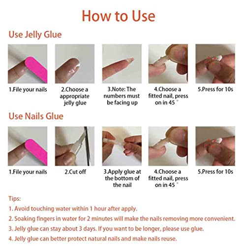 French Tip Press on Nails Long Stick on Nails White Nails with Rhinestones - Picture 3 of 4