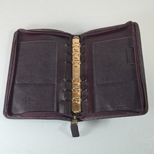 Vintage Franklin Quest Burgundy Nappa Leather 6 Ring Planner Binder Organizer 7"