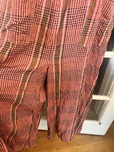 Natural Life Pink Check Jumpsuit Print Wide Leg Boho, Size Large. Hh - Picture 3 of 9
