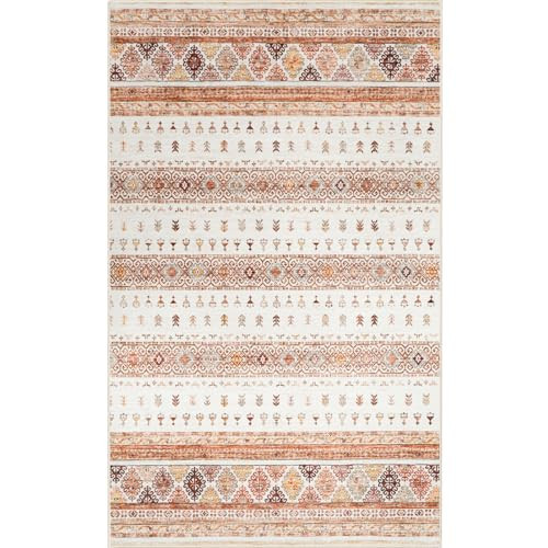 Washable Entryway Area Rugs: Modern Entrance Non-Slip Rug 2x3 Beige/Orange/Gold - Picture 7 of 7