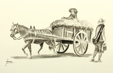 Pferdefuhrwerk mit Heuladung, Asien, Tusche Moderne Unbekannt (20.Jhd)