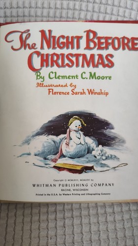Very Rare The Night Before Christmas Whitman Pillow Book 1966 Florence Winship - Picture 3 of 9