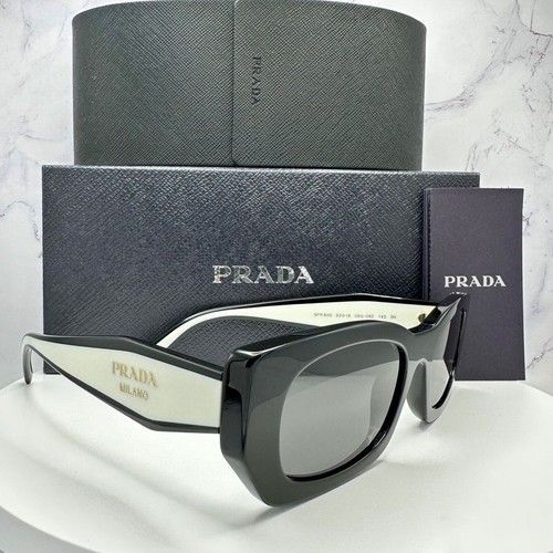 Neue PRADA Sonnenbrille schwarz weiß rechteckig Symbole Logo gold authentisch - Bild 3 von 20