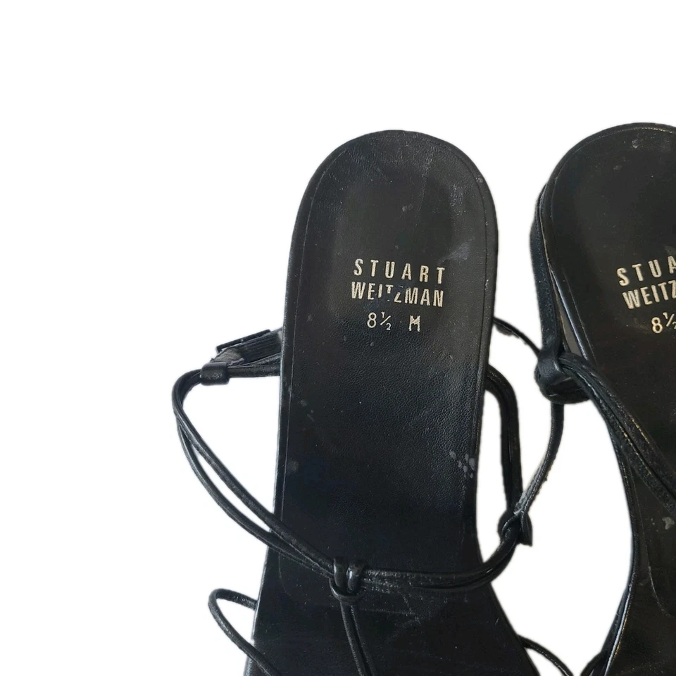 Sandalias Stewart Weitzman de cuero gladiador anudadas negras talla 8 1/2M con tiras Foto 3 de 4