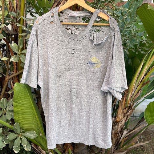 Vintage 1997 Nike Just Do It Distressed Tee Gray L/XL - Picture 2 of 8