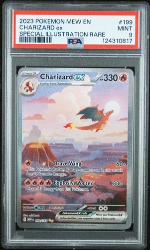 2023 POKEMON MEW EN-151 SPECIAL ILLUSTRATION RARE #199 CHARIZARD EX PSA 9