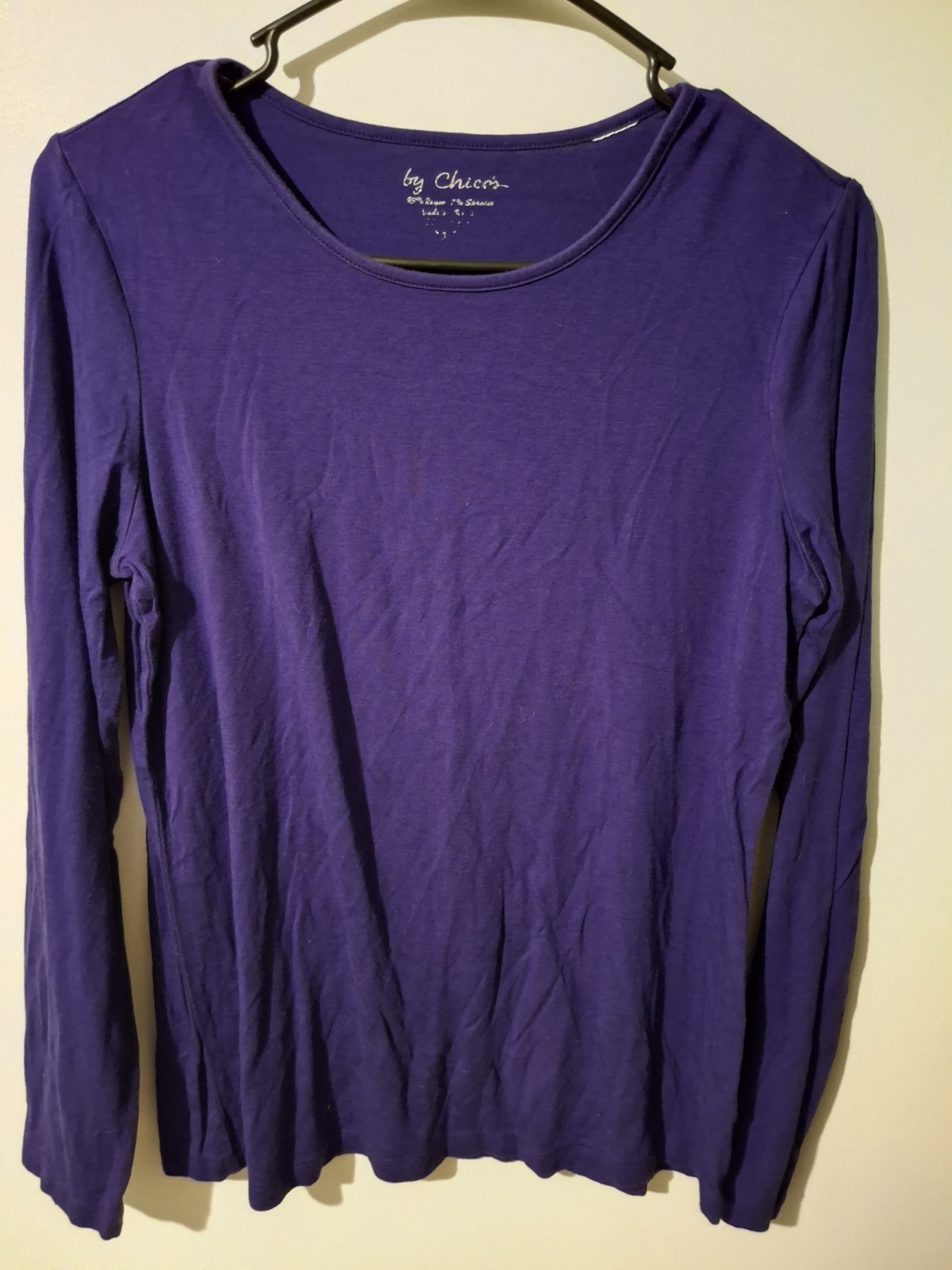 Chicos Womens Purple Long Sleeve Top Size 0 Petite Soft Stretch