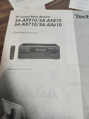 Technics Av Control Stereo Reciever Original Manual Sa-ax910/810/710/610... - Picture 3 of 6