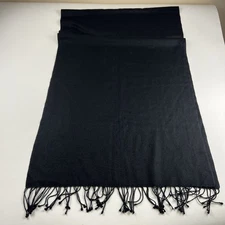 Lochmere Pashmina Black Fringe Cashmere/Silk Shawl Scarf 73.5"x22.5"