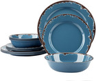 Melamine Dinnerware Set -  12-Piece Dishes Set,Shatterproof Plates and Bowls Set