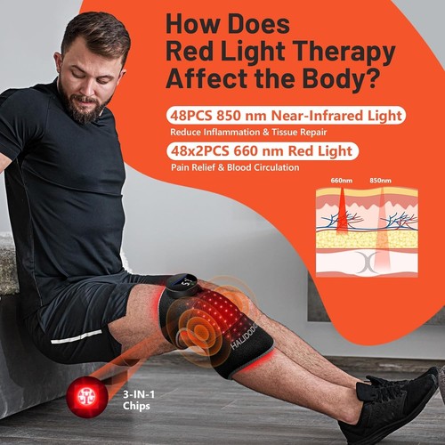 HALIDODO Red Light Therapy & Vibration Massage Knee Brace - Wireless Rechargeabl - Picture 3 of 9