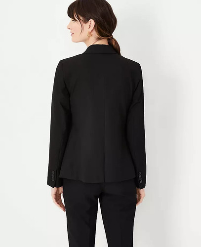NEU $ 198 ANN TAYLOR The Notched Zwei-Knopf-Blazer saisonlos Stretch marineblau Gr. 16 - Bild 2 von 3