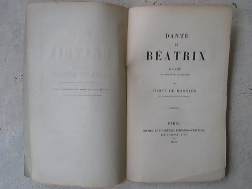 Henri de BORNIER : DANTE ET BEATRIX drame, 1853. Exil Hugo à Jersey. - Imagen 2 de 10
