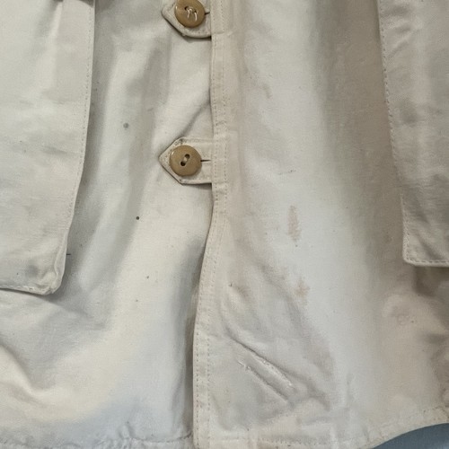 Abrigo vintage del ejército sueco años 40-grande lona blanca y piel de oveja - Imagen 2 de 11