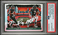 Michael Penix Jr. Michael Vick 2024 Donruss Optic Downtown 14 RC Signed PSA Auto