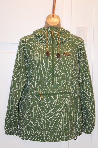 LL BEAN Anorak Jacket Womens Medium Leaf Print Hooded Lightweight Outdoor 509969 - Picture 1 of 8