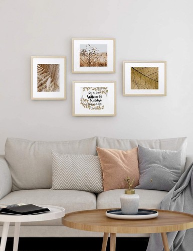 11x14 Picture Frame with Mat for 8x10 Picture Natural Wood Photo Frame Pictur... - Picture 2 of 8