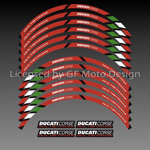 Motorcycle Wheel Decals 12 Rim Stickers Ducati Multistrada Corse 1100 1200 /249 - Picture 2 of 2
