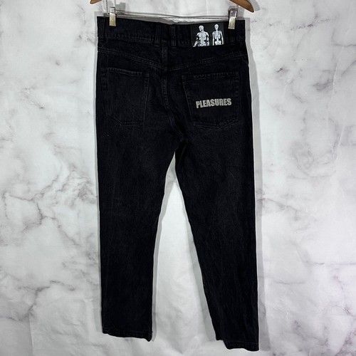 Pleasures Black Rug Pattern Denim Size 30 Streetwear Jeans - Picture 8 of 11
