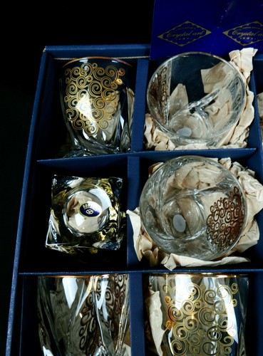 Service à Whisky en Cristal de Bohême motif doré à la forme torsadé - Bild 8 von 18