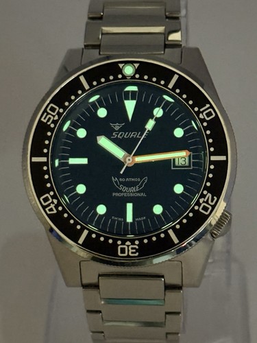 Squale 1521 Black Dial Dive Watch – Polished Case & Bracelet – Full Set - Picture 9 of 14