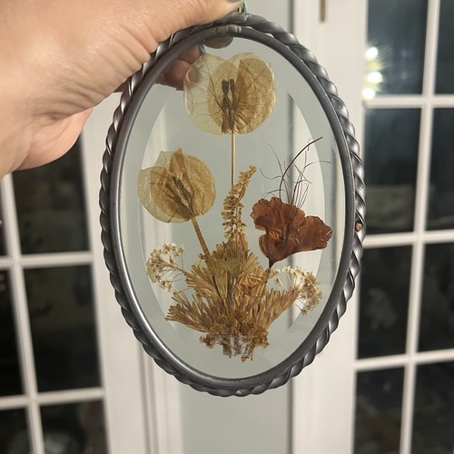 Dauerhafte Impressionen gepresste Blumen Sonnenfänger im Glas mit ovalem Metallrahmen - Bild 2 von 9