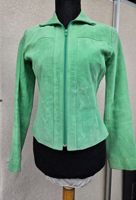 Vtg Y2K Yvonne Marie Suede Green Leather Jacket Sz 10/8/12/M/med/medium